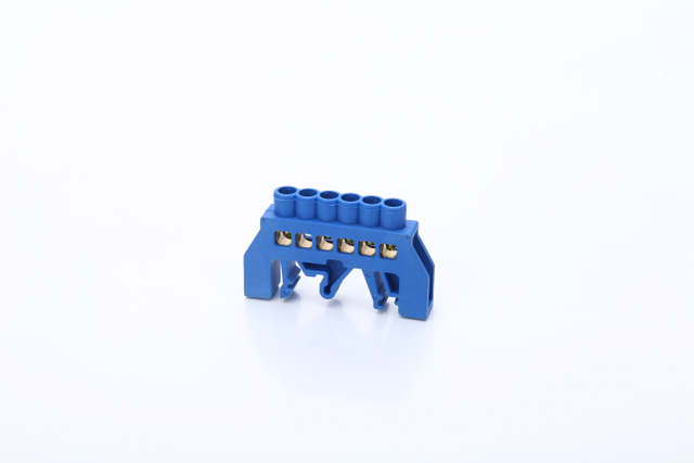 Blue 6 Positions Screw Terminal Block Connector Strip Electrical Distribution Wire Screw Brass Terminal 