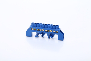 Blue 10 Positions Screw Terminal Block Connector Strip Electrical Distribution Wire Screw Brass Terminal 