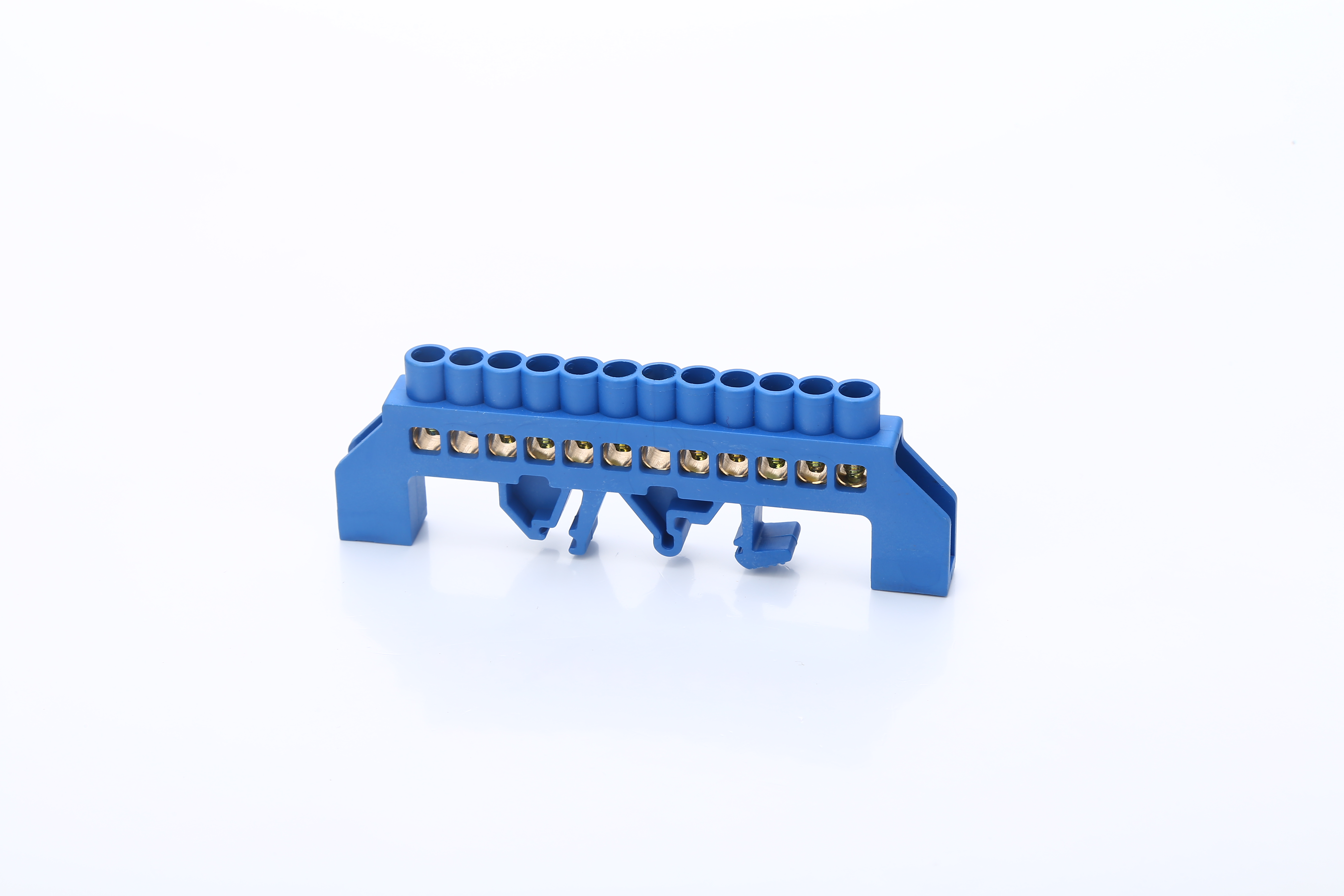 Blue 12 Positions Screw Terminal Block Connector Strip Electrical Distribution Wire Screw Brass Terminal 